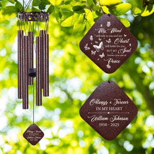 Memorial Wind Chimes Personalized, Butterfly wind chimes, Sympathy Gifts for Loss Mom, Dragonfly windchimes nana, Custom Windchimes Outdoor