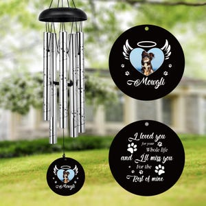 Pet Memorial Wind Chimes Personalized, Custom Sympathy Windchime , Pet Memorial Gift ,in memory of Pet Loss ,Dog Photo Memorial windchime