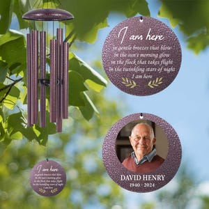 Memorial Photo Wind Chimes Personalized, Sympathy wind chimes Gift After Loss of Loved One, In Memory of MOM, PAPA windchime