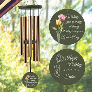 Personalized Birthday Wind Chimes: Custom Gold Memory Chimes (36 inch)