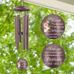 Memorial Wind Chimes Personalized,Sympathy wind chimes ,Grief Gift After Loss of Loved One,Garden Decor Outdoor  In Memory  Windchime