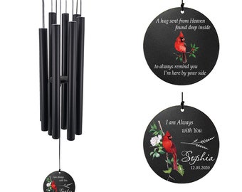 Personalized Cardinal Wind Chimes Outdoor,38 Inch Memorial Wind Chime Deep Tone,sympathy wind chimes personalized,memorial windchimes