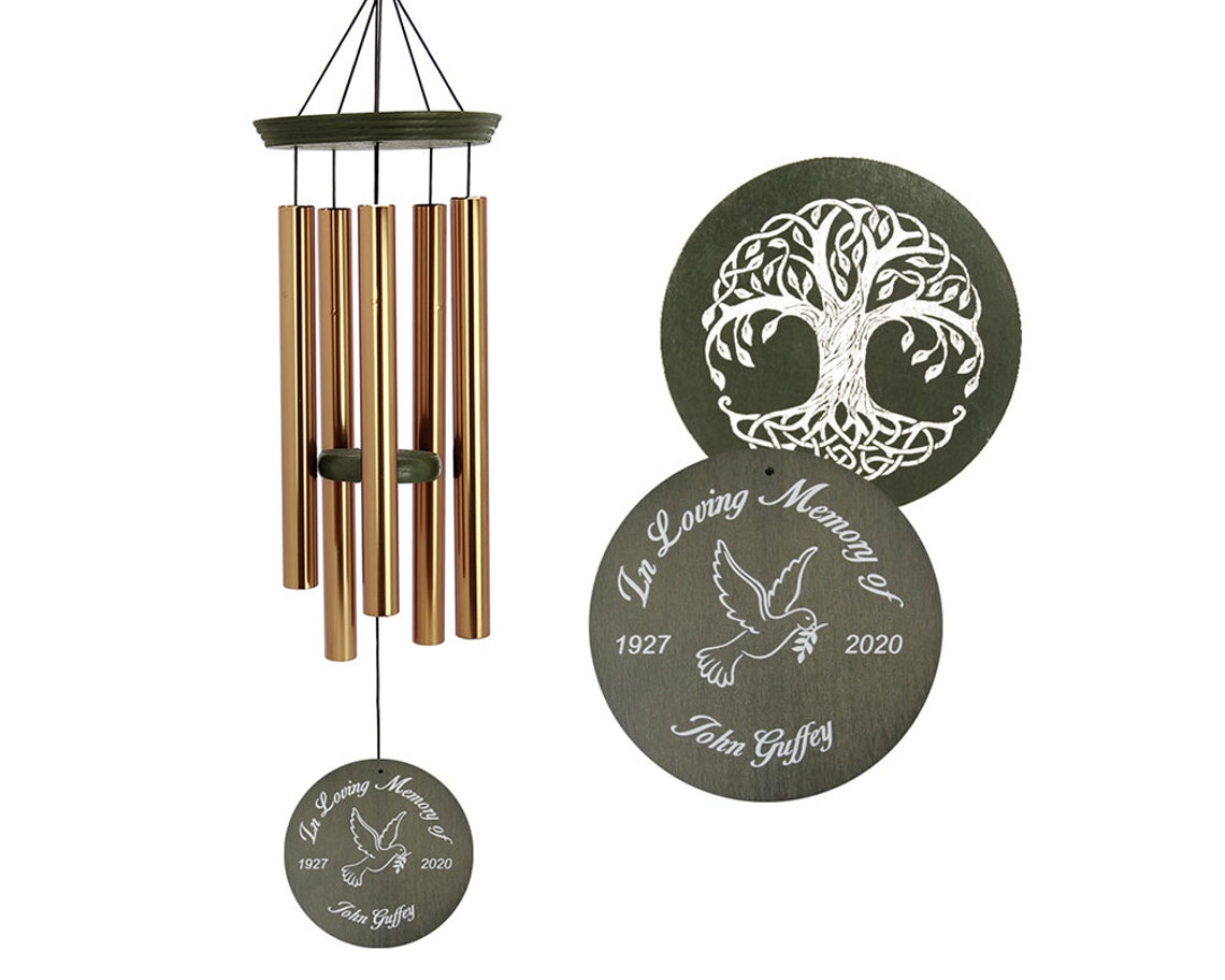 Personalized Memorial Wind chimes Engraved Tree of Life/Photo Etsy
