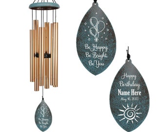 Happy Platinum Birthday Wind Chimes, Personalized, Birthday Gift for Her, Birthday Gift Ideas for Girls, Happy Birthday Windchimes for Women