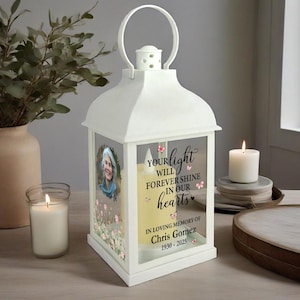 Personalized Memorial Lanterns for Loss of Mother, Cardinal Lanterns Sympathy Remembrance Gifts LED Candle, Garden Decoration Lantern Indoor