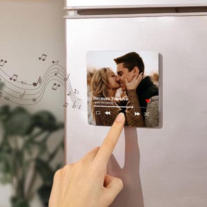 Music Fridge Magnet Gift Personalized, Custom Photo Magnet Music Box,Valentine&#39;s Day Gift, Anniversary Gift, Music Box Play Song Gift