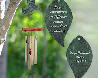 Unique Retirement Windchime for Teacher Nurse, Hollow Metal Balloon Design, Personalized Farewell Gift for Her, Relaxing Garden Decor, USA