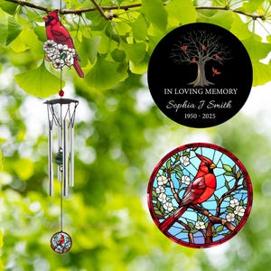 Carillón de viento conmemorativo del cardenal: regalo de condolencia personalizado, 24&quot;