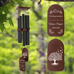 Personalized Memorial Wind Chimes: Tree of Life Remembrance Gift