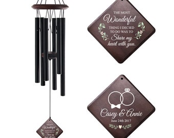 Newly Wed Gifts Personalized Wind Chime,Wedding Gift,Wooden  Wind Chimes,Custom Wedding Gift for girlfriend,wife,Wedding Proposal Gift Ideas