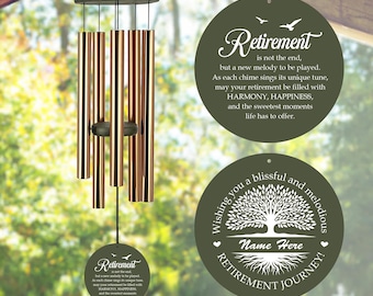 Personalized Retirement Wind Chimes: Engraved Aluminum, personalized retirement gifts,30/36 Inch-Produced in USA