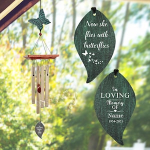 Butterfly  Memorial Wind Chimes,sympathy wind chimes personalized,Custom Gift After Loss Of Mom or Loved One,Sympathy memorial windchimes