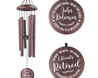 Personalized Retirement Wind Chimes, Happy Retirement, Tree of Life, Retirement Gift For Woman, Man,Teacher, Coworkers,Nurse, Colleague