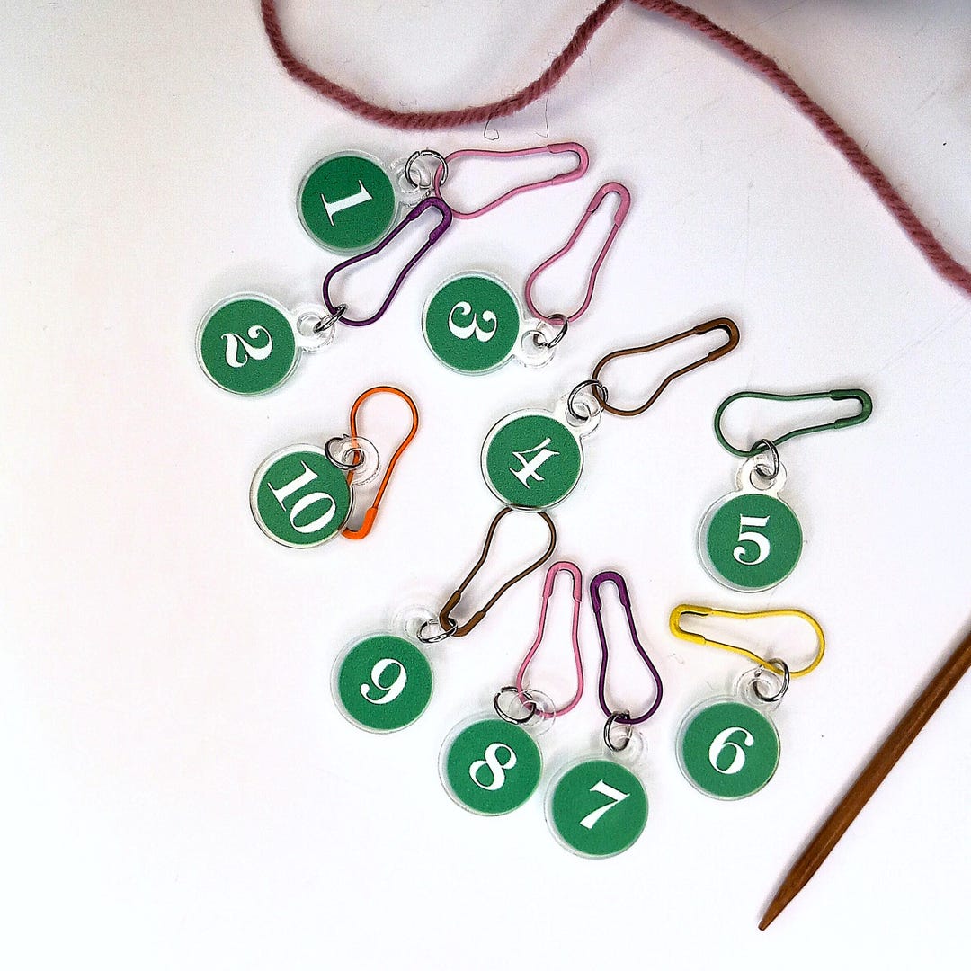 Numbered Stitch Markers Set for Knitting & Crochet – Row Counter ...