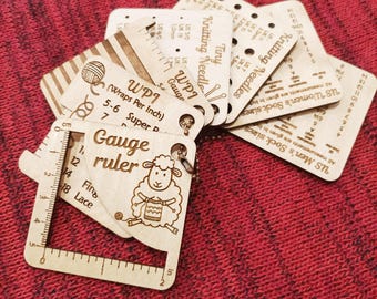 Wooden Knitting Cheat Sheet Keychain, Needle Gauge, WPI Tool, Sock Chart, Knitter Gift