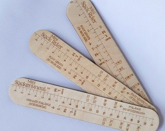 Kids Sock Knitting Ruler - Varnished EU/UK Sizes