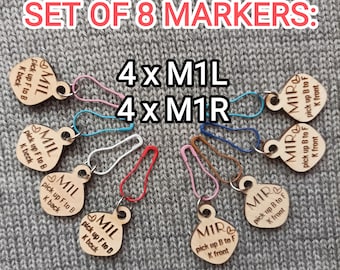 M1L M1R increases with instructions Stitch Markers Set of 8, Increase Left and Right Reminders, Progress Keepers for Topdown Sweaters