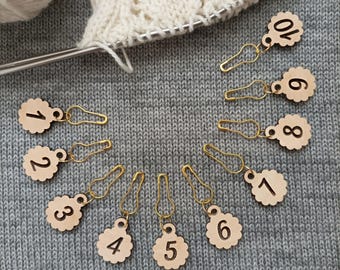 Genummerde steekmarkeerders 1-10, houten rijenteller set, brei- en haakvoortgangsmeter cadeau, rijentelketting