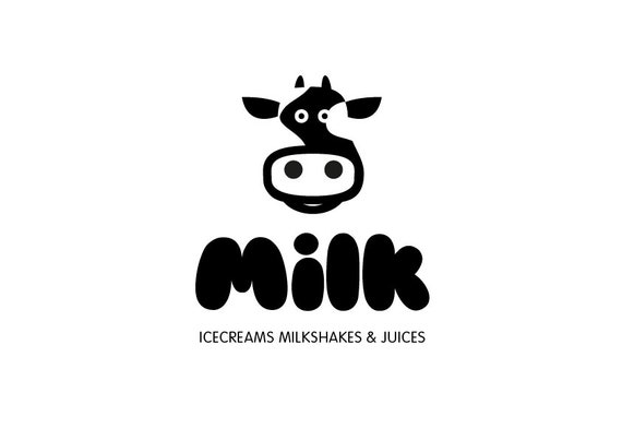Cow Logo Animal Logo Milk Logo Milkshake Logo Farm Logo Etsy