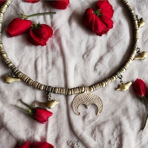 2025 Metal necklace Ethnic Ukrainian necklace Traditional Jewelry Moon Necklace Brass Pendants Cross Gift for Her Gift for Girl for Wife