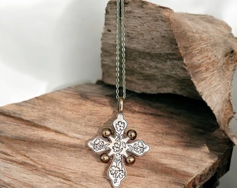 Ukrainian Traditional Necklace Protector of the Family Jewellery Necklace Crosses Ethnic Ukrainian Traditional Jewellery Nickel Silver