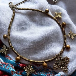Exclusive Brass Necklace, Ukrainian Brass Zgards, Traditional Jewelry, Metal Necklace, Royal Necklace, Gift For Her, Gift Idea For Sister