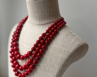 Red Necklace Ethnic Jewellery Folk Art Gift for Women
