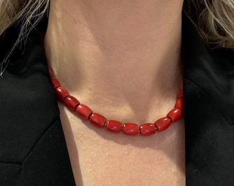 Red Ukrainian Traditional Coral necklace Jewelry Ethnic Necklace beads Coral Gift for Her for Girl