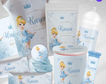 Canvas template party bundle, printable party bundle, Cinderella princess, princess
