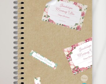 Printable school labels flowers tukit