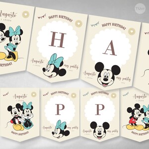 Bandera Personalizable Mickey Mouse Cumpleaños 36 Pulgadas, Incluye Minnie, Daisy, Pluto, Goofy, Elsa