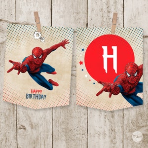 Banner, pennants, spiderman pennant, spiderman pennant, spiderman birthday, spider party