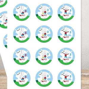 Cupcake topper, Simon the Rabbit, editable text Canva Tukit image 5