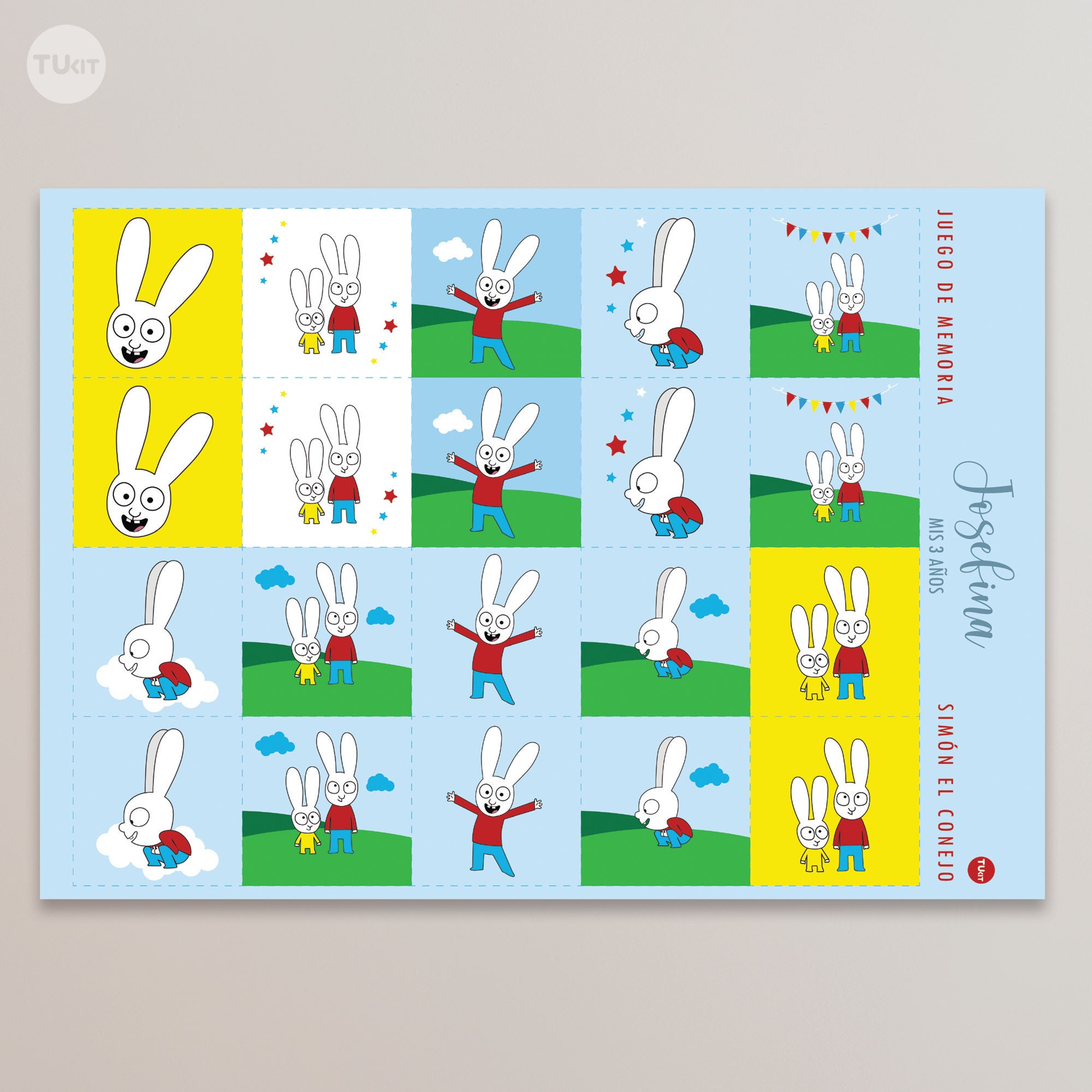Simon The Rabbit Learning Games Simon the Rabbit Tukit Printable Game - Etsy