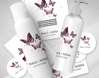 Printable bathroom kit SOS emergency basket pink butterflies Tukit