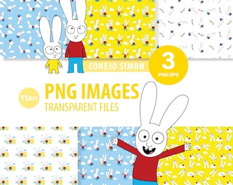 Printable jpg digital papers simon the rabbit images png eps tukit
