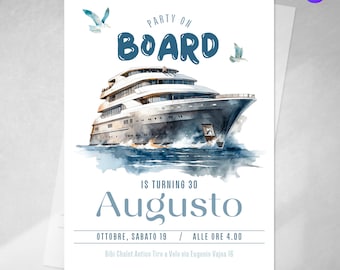 Editable yacht invitation, boat invitation, birthday invitations board, party on board, tukit