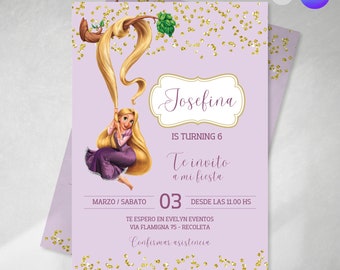 Invito di compleanno modificabile principessa Rapunzel tukit