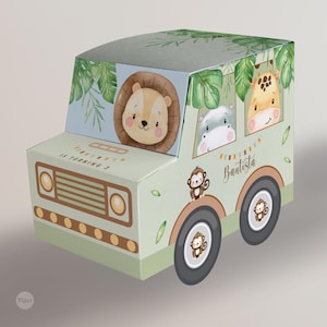 Printable jungle truck, watercolor jungle animals, little animals in the jungle, tukit