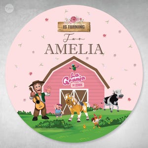 Cenário de banner circular digital imprimível Fazenda de Zenon Tukit