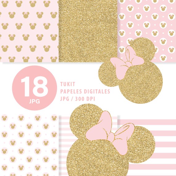 Papeles digitales imprimibles minnie glitter tukit