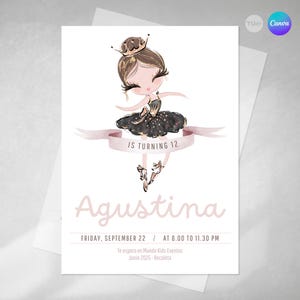 Editable ballet invitation, ballerina invitation, ballerina birthday invitations, ballerinas, ballet, tukit