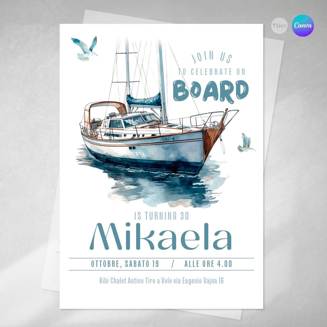 Editable Yacht Invitation, Boat Invitation, Party at Sea, Birthday ...