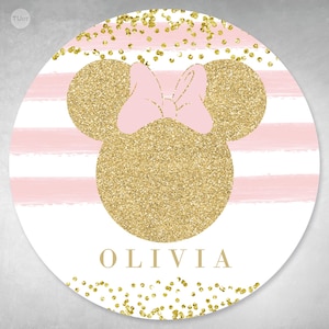 Bunting banner circular digital printable backdrop minnie glitter bow tukit