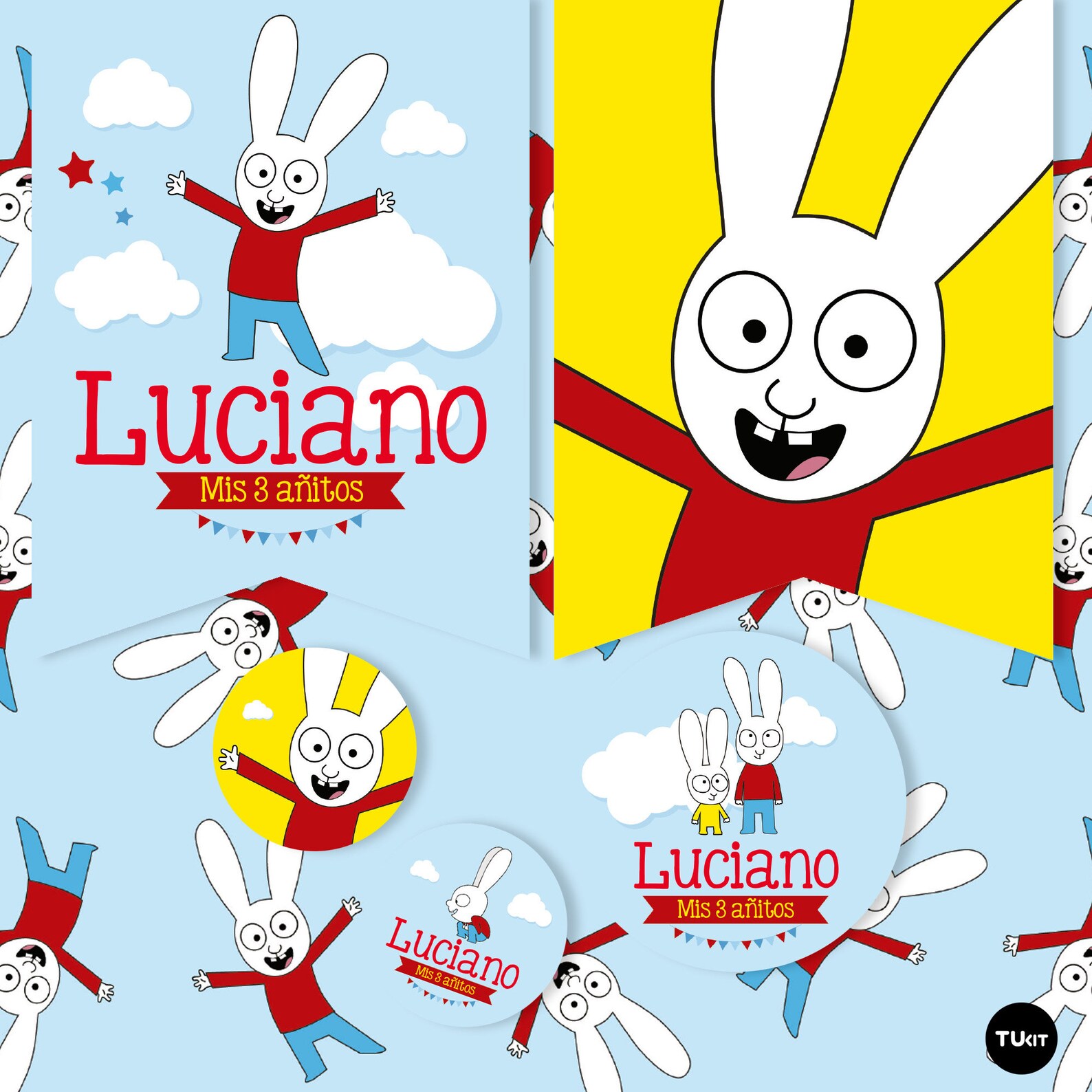 Kit Printable Rabbit Simon Bunnies Rabbit Printable Birthday | Etsy