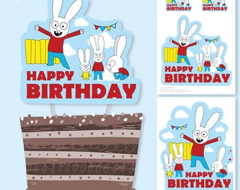Cake topper printable cake decoration rabbit simon tukit