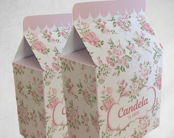 Tukit pink flowers printable suitcase box