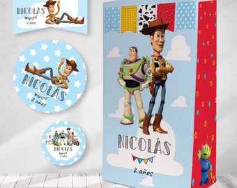 Kit imprimible toy story toystory printable texto editable cumpleaños tukit