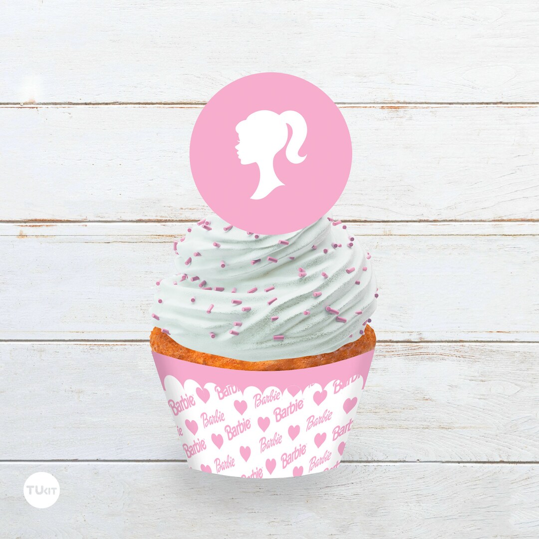 Wrapper Topper Cupcake Barbie Printable Jpg Tukit Etsy
