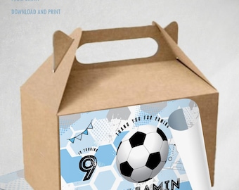 Printable soccer label, printable label, favor box kit